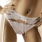 Thong panty in embroidered mesh